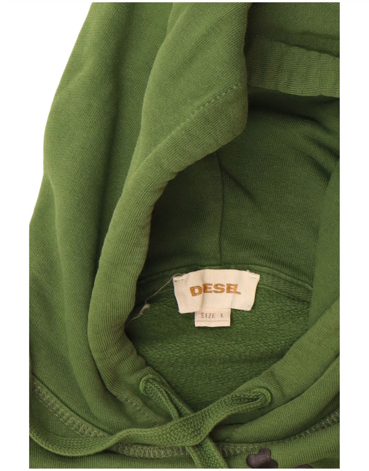 DIESEL Pull à capuche graphique pour homme en coton vert grand