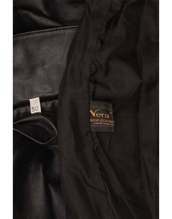 manteau en cuir homme vintage IT 50 Grand Noir