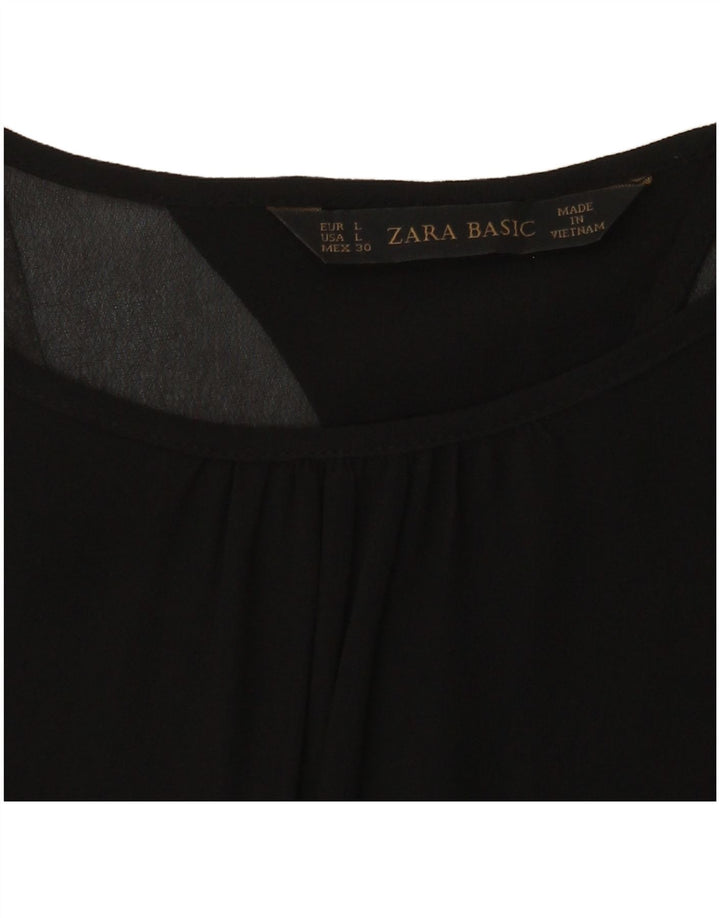 Zara Chemisier à manches longues pour femme UK 14 Large Noir