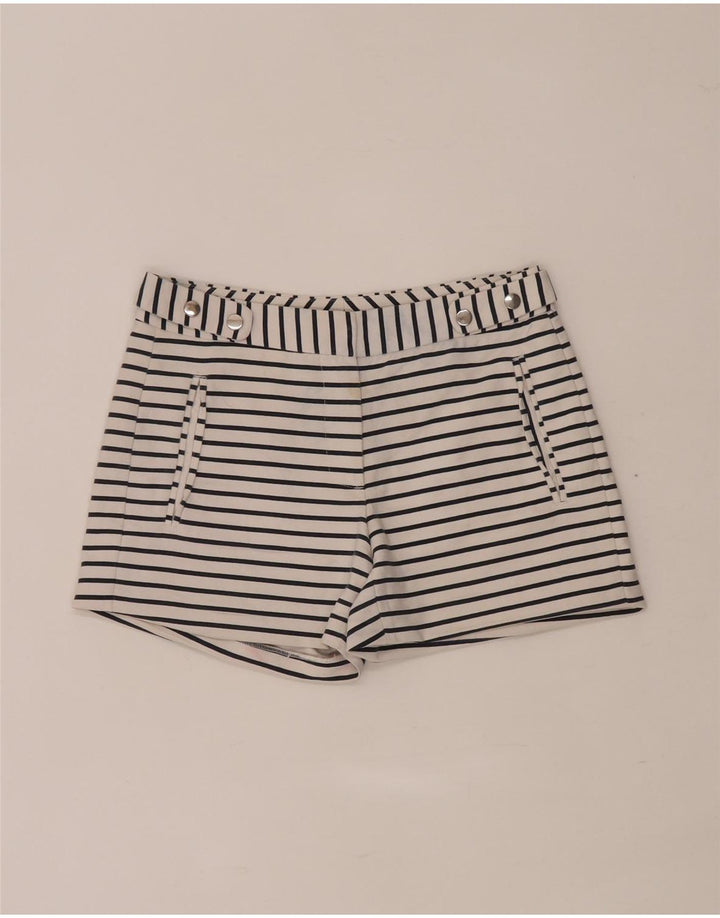 Zara Short décontracté régulier pour femme XS W28 Blanc rayé