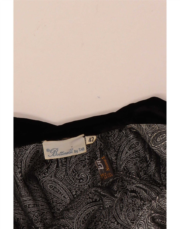 vintage Femme Cardigan Top IT 42 Moyen Argent Paisley Soie