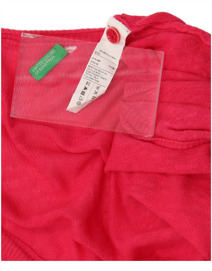BENETTON Pull cardigan surdimensionné pour femme UK 10 Petit Rose