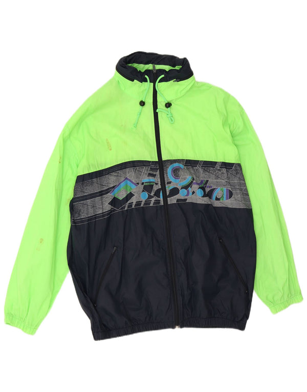 Lotto Veste de pluie à capuche pour homme UK 42 XL Vert Colorblock Polyester