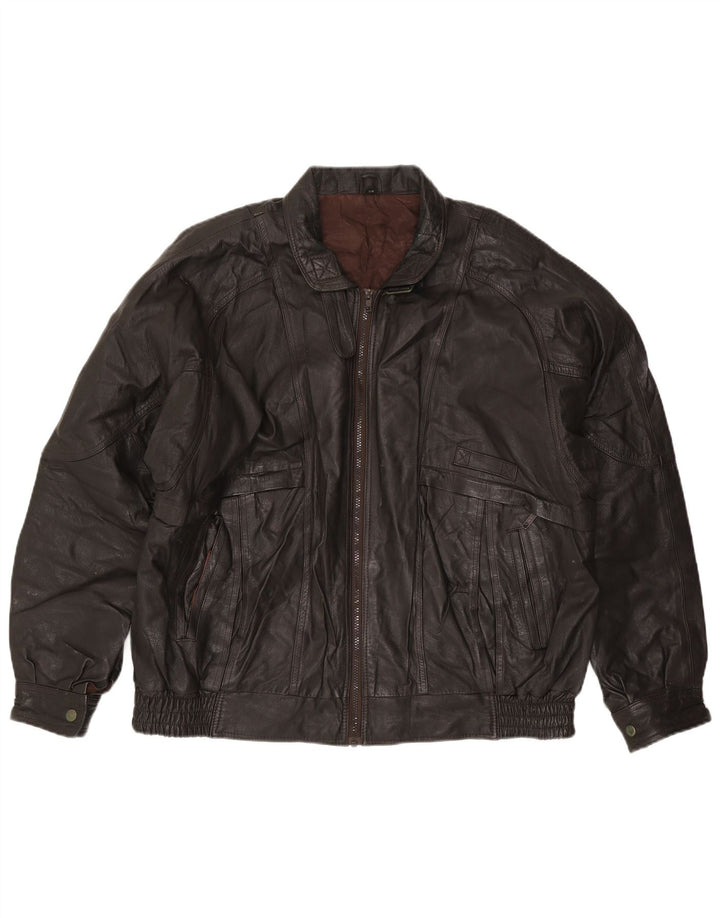 C&A Veste en cuir pour homme IT 58 4XL Cuir marron