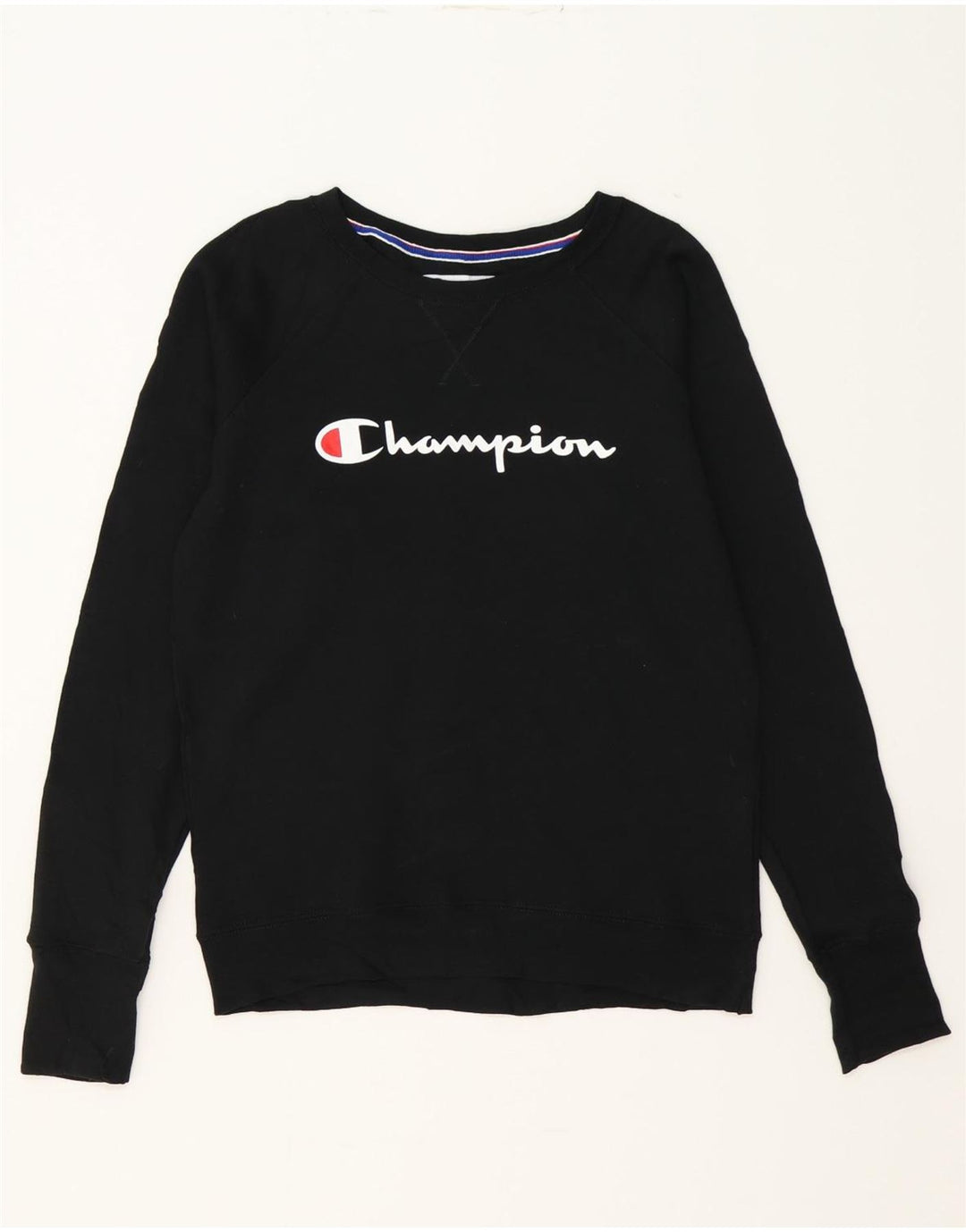 CHAMPION Mens Graphic Sweatshirt Jumper Small Black Polyester Vintage Champion and Second-Hand Champion from Messina Hembry 