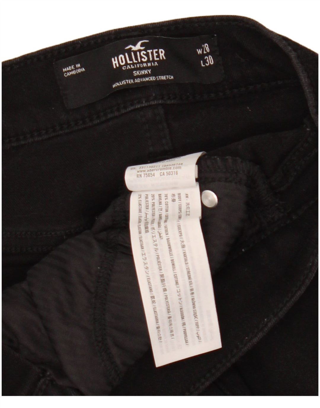 HOLLISTER Jean skinny femme W28 L30 Noir Coton