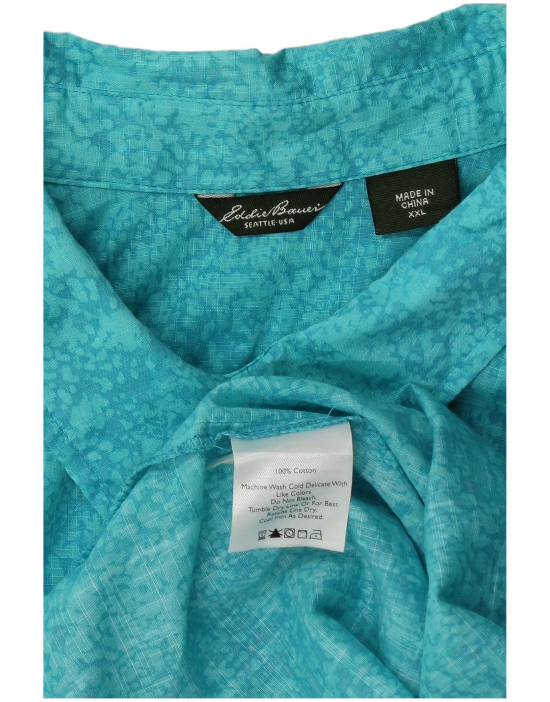 Eddie Bauer Chemise à motif abstrait pour femme UK 20 2XL Bleu Coton
