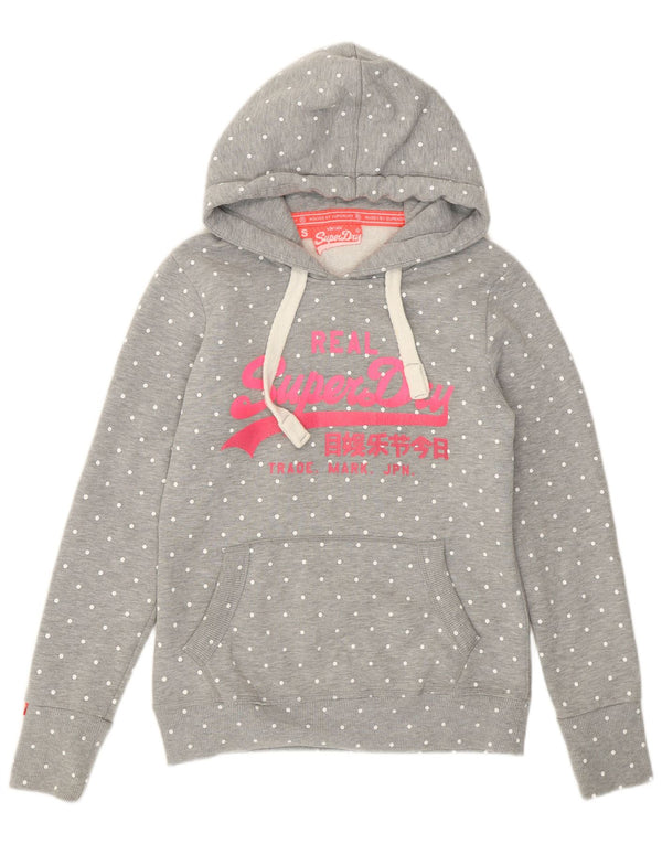 Superdry Pull à capuche surdimensionné pour femme UK 10 Petit gris à pois
