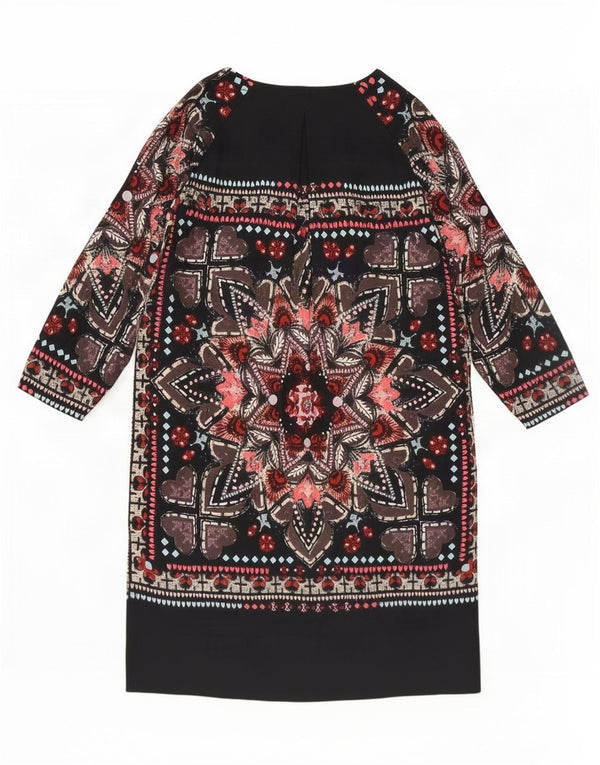 Odd Molly Robe droite à manches 3/4 pour femme UK 12 Bleu marine moyen géométrique