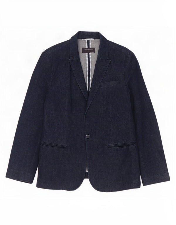 Marks & Spencer Veste blazer à 1 bouton pour femme UK 14 Bleu marine moyen