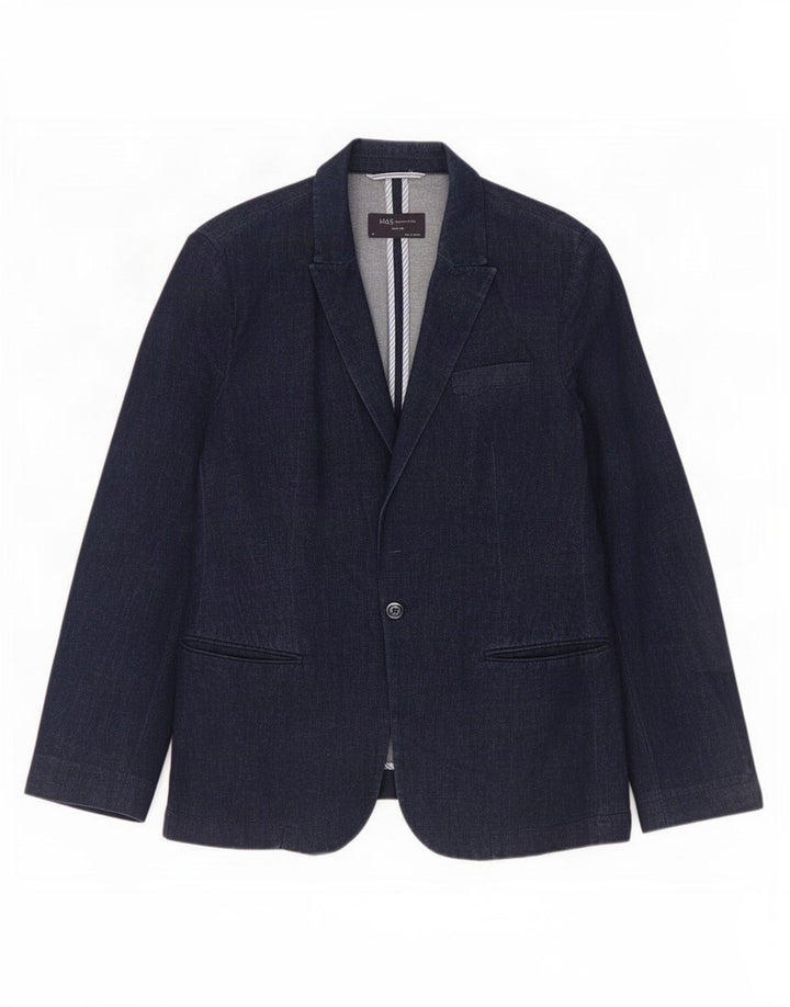 Marks & Spencer Veste blazer à 1 bouton pour femme UK 14 Bleu marine moyen