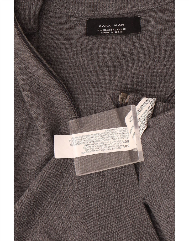 Zara Pull col zippé homme XL laine gris