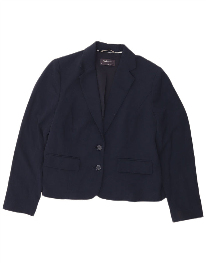 Marks & Spencer Veste blazer à 2 boutons pour femme UK 14 Bleu marine moyen