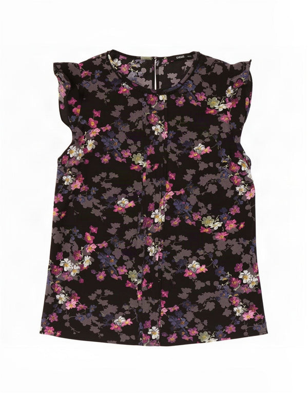 Oasis Chemisier Femme UK 12 Medium Noir Floral Polyester