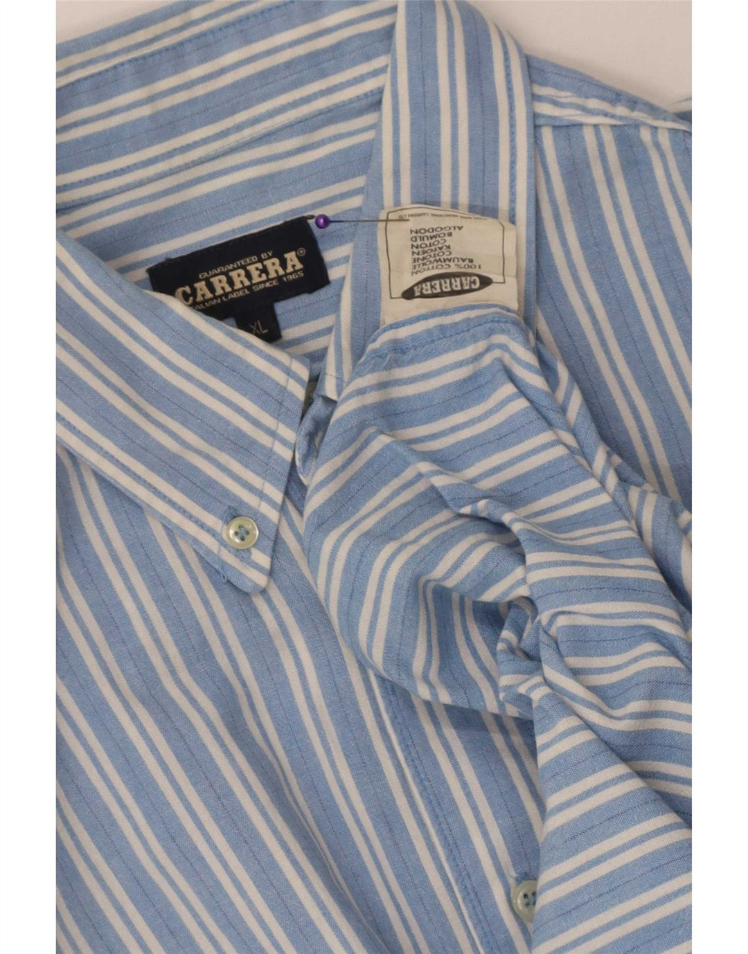 Carrera Chemise XL Bleu Rayé Coton Homme