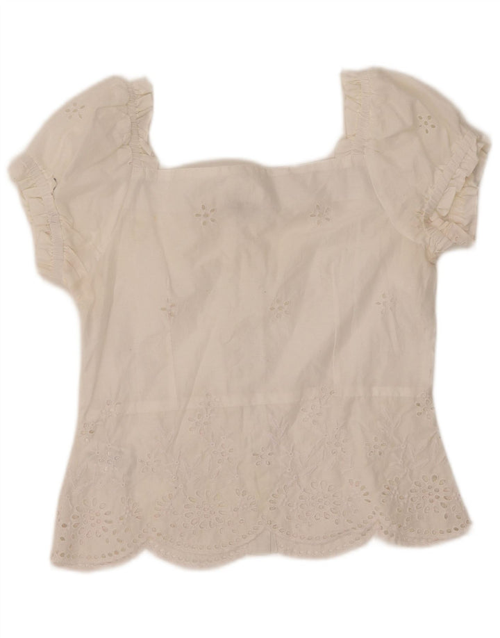 WAREHOUSE Chemisier à manches courtes pour femme UK 10 Petit Blanc Polyester