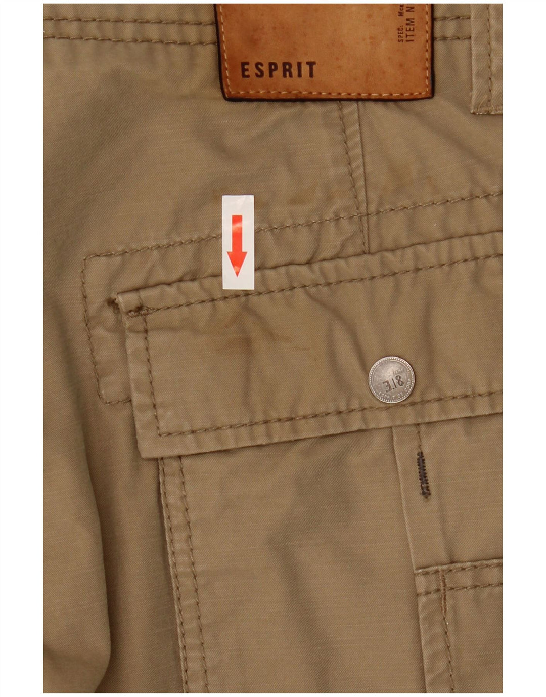 ESPRIT Pantalon Cargo Droit Homme W30 L27 Beige Coton