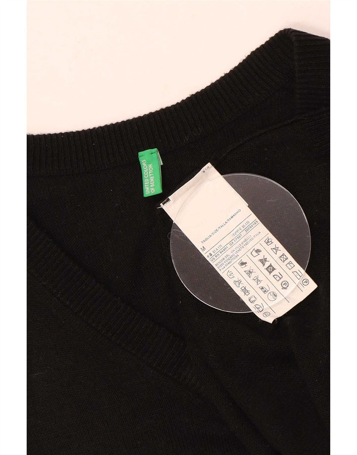 Benetton Pull Col V Homme Acrylique Noir Moyen