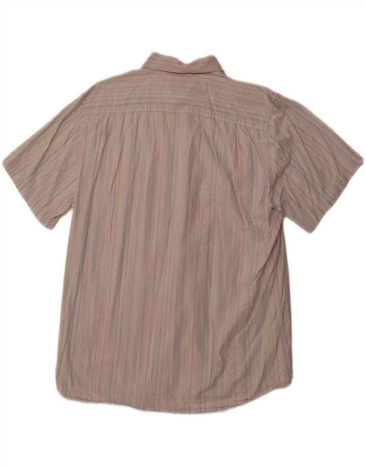 PIERRE CARDIN Chemise Manches Courtes Homme 2XL Bleu Rayé Coton