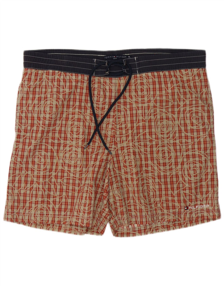 Tommy Hilfiger Short de bain homme en coton à carreaux rouge moyen