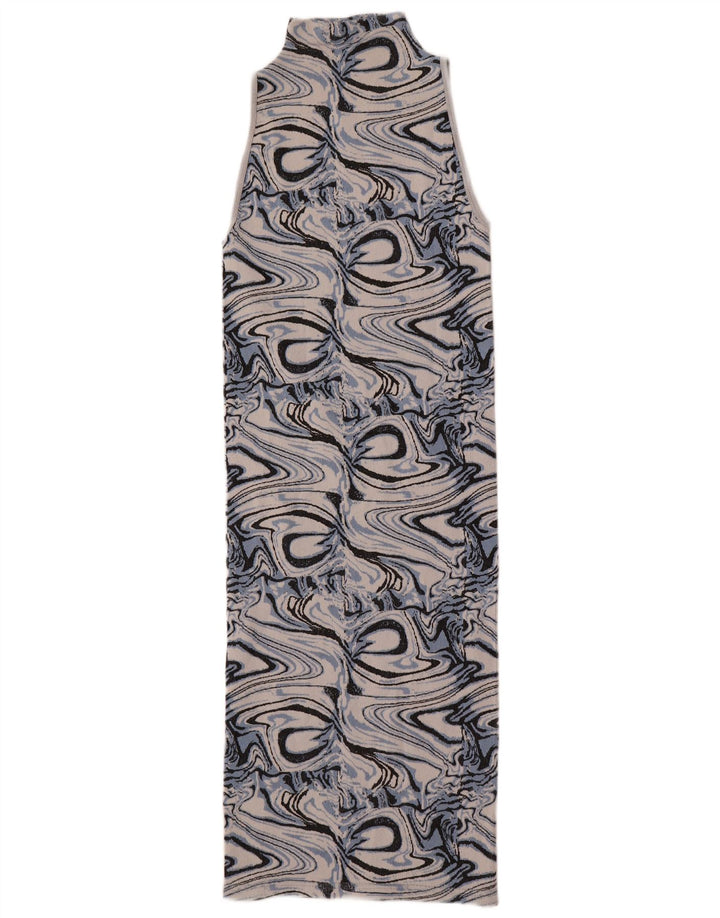 Zara Robe moulante sans manches à motif abstrait pour femme UK 4 XS Multicolore
