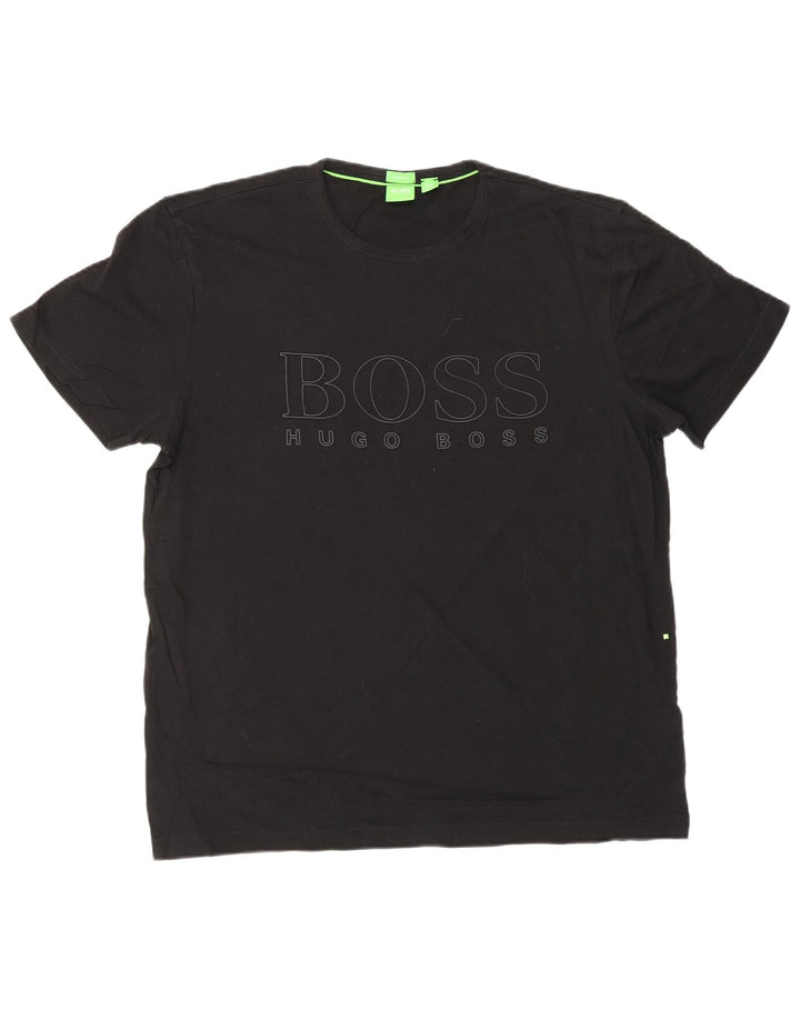 HUGO BOSS Homme Coupe Moderne T-Shirt Graphique Haut Large Noir