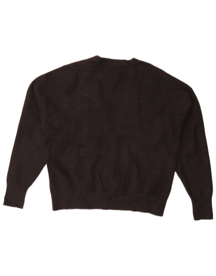 Zara Womens Crop Cardigan Pull UK 14 Moyen Noir Viscose