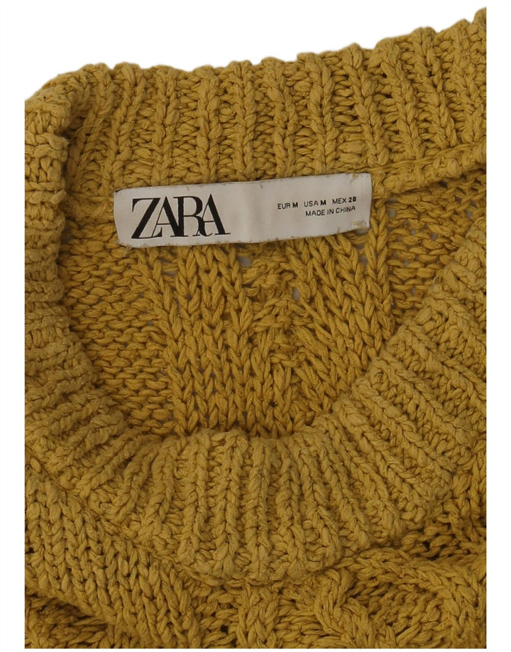 Zara Pull surdimensionné à col rond pour femme UK 14 Jaune moyen