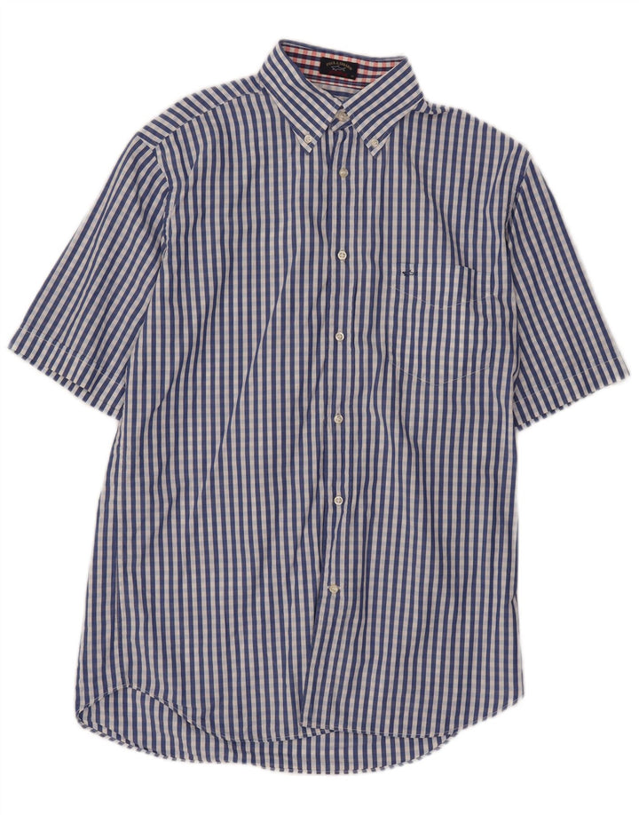 Paul & Shark Chemise à manches courtes pour homme Yachting Taille 40 Bleu moyen Vichy
