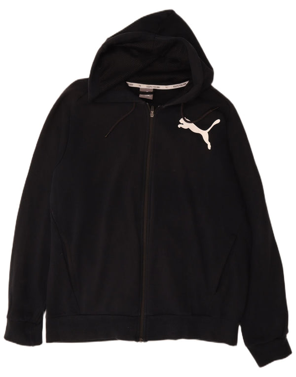 Puma Pull à capuche zippé graphique pour hommes, grand coton noir