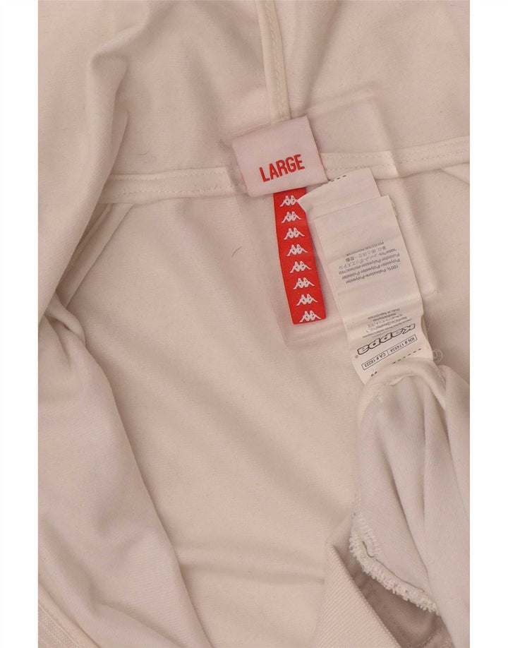 Kappa Pull à capuche zippé graphique pour hommes, grand, blanc, polyester