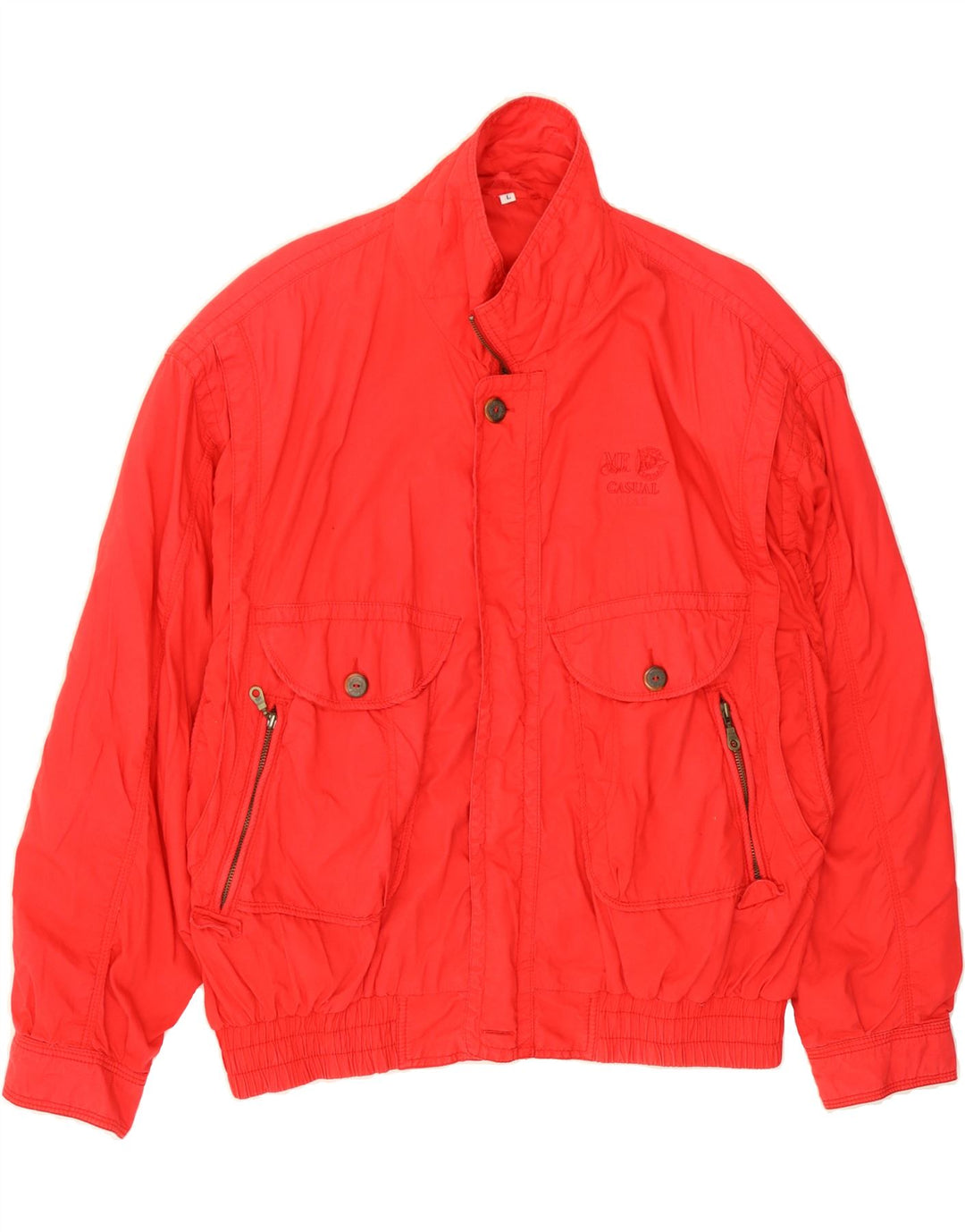 VINTAGE Mens Bomber Jacket UK 40 Large Red Cotton Vintage Vintage and Second-Hand Vintage from Messina Hembry 