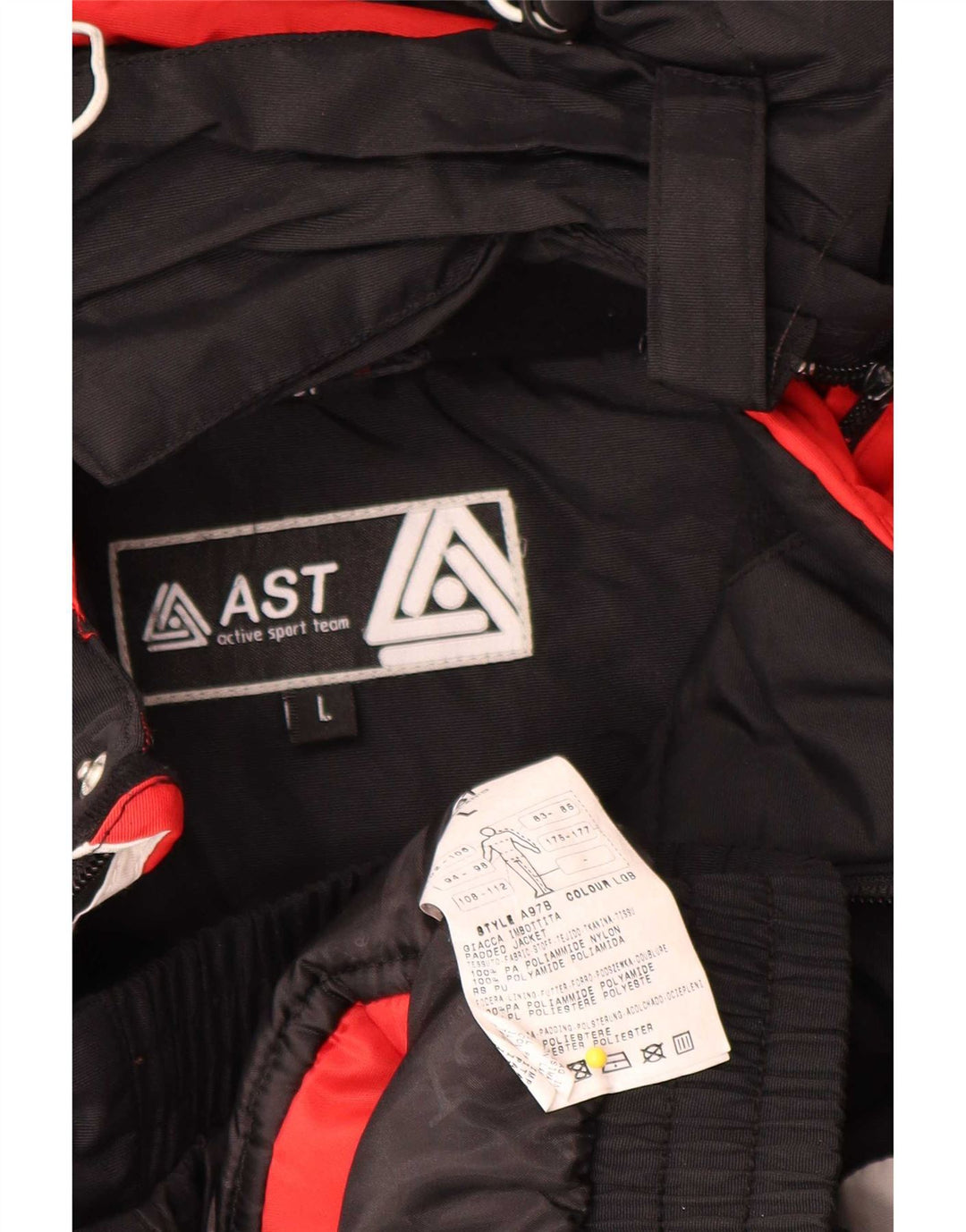 AST Veste de ski à capuche pour homme UK 40 Large Noir Colourblock Polyamide