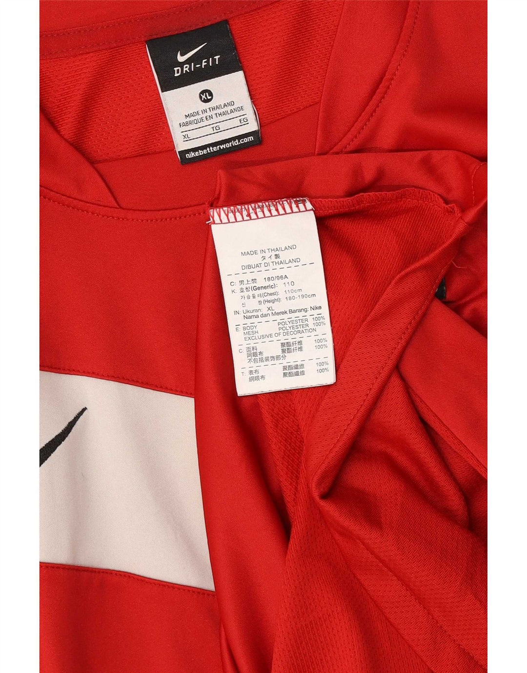 Nike Hommes Dri Fit Graphic T-Shirt Top XL Rouge Colorblock Polyester