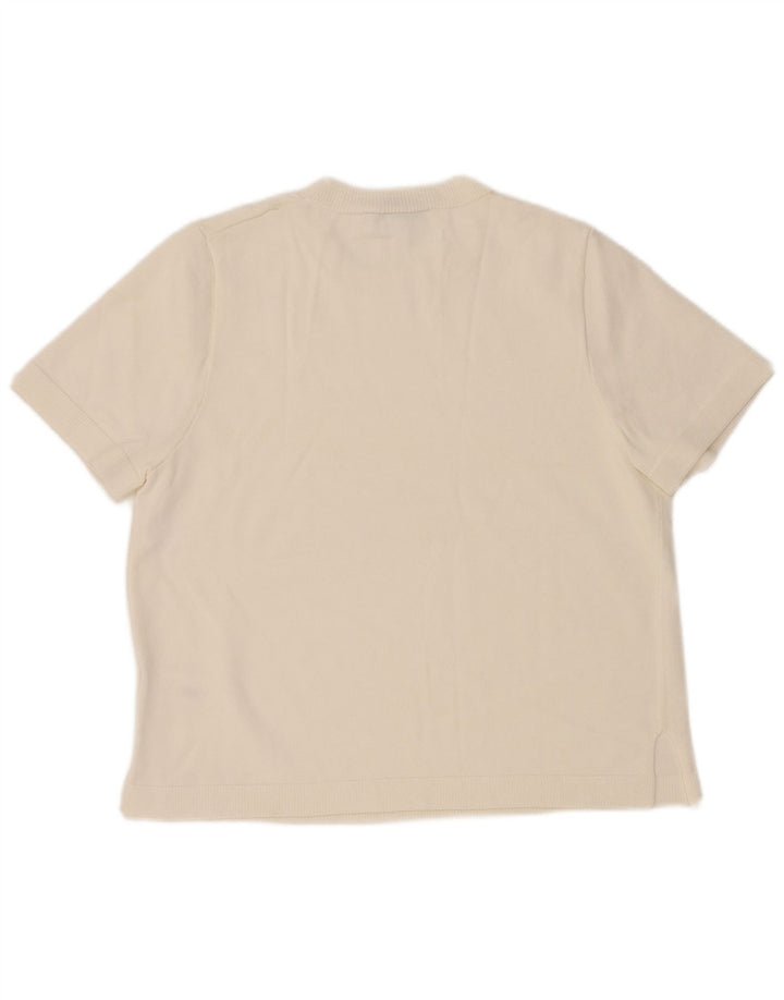 Zara Femme T-Shirt Top UK 14 Medium Blanc Viscose