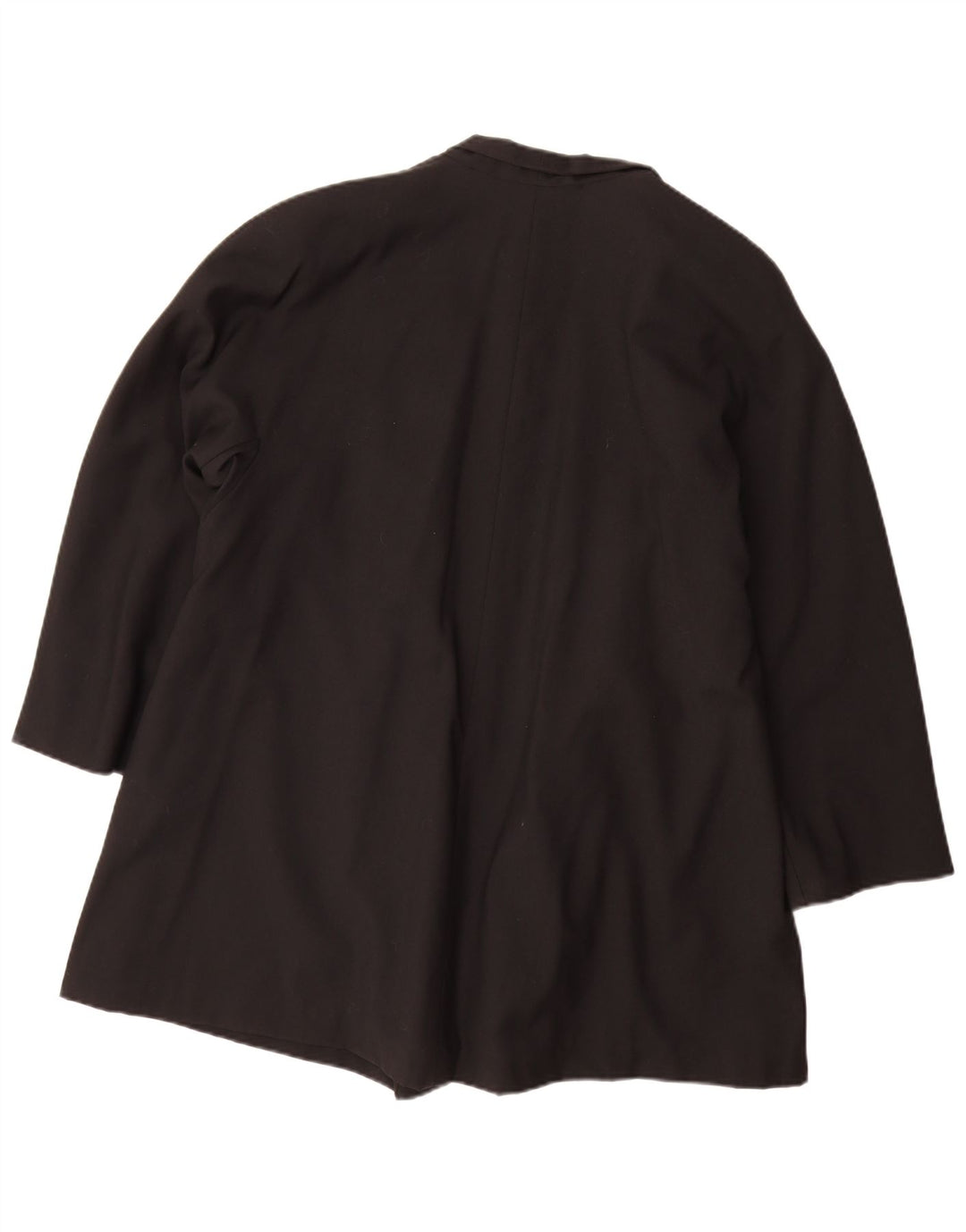 vintage Femmes Ouvert Surdimensionné Pardessus IT 40 Petite Laine Vierge Noire