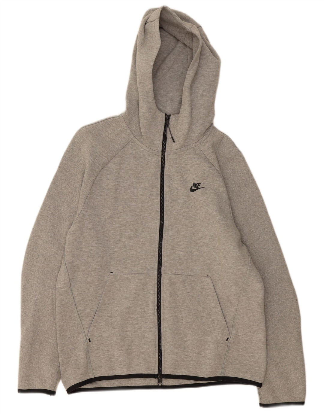 NIKE Pull à capuche zippé pour femme UK 14 Coton moucheté gris moyen