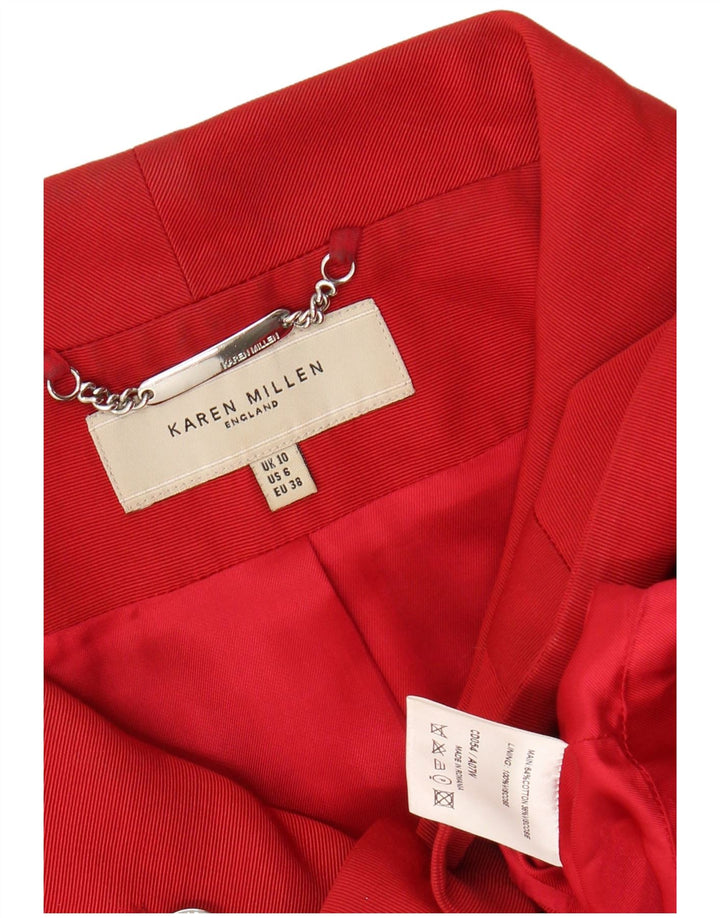 KAREN MILLEN Pardessus à manches 3/4 pour femme UK 10 Petit coton rouge