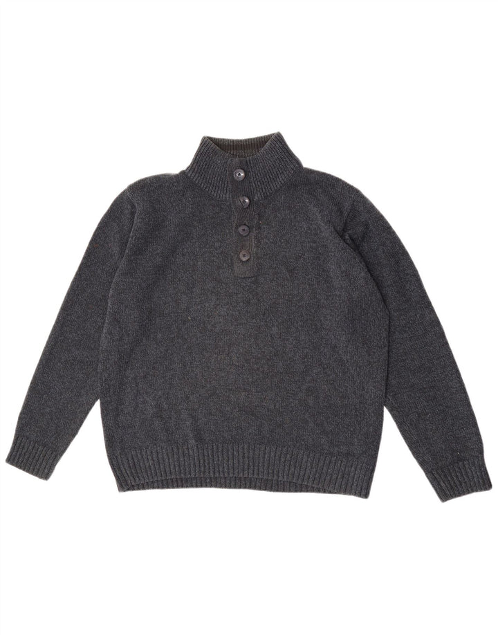 Marks & Spencer Pull à col boutonné pour homme Taille L Bleu marine moucheté