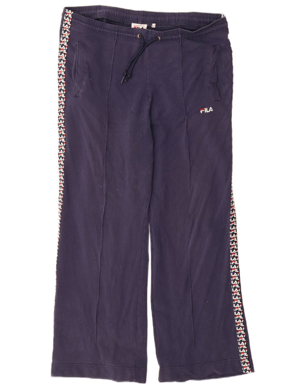 Fila Pantalon de survêtement graphique pour femme UK 10 Small Bleu marine Coton