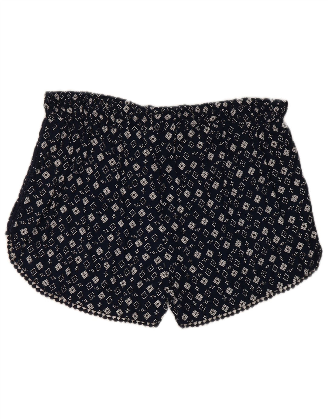 Superdry Femme Hot Pants Large W32 Bleu Marine Géométrique Viscose