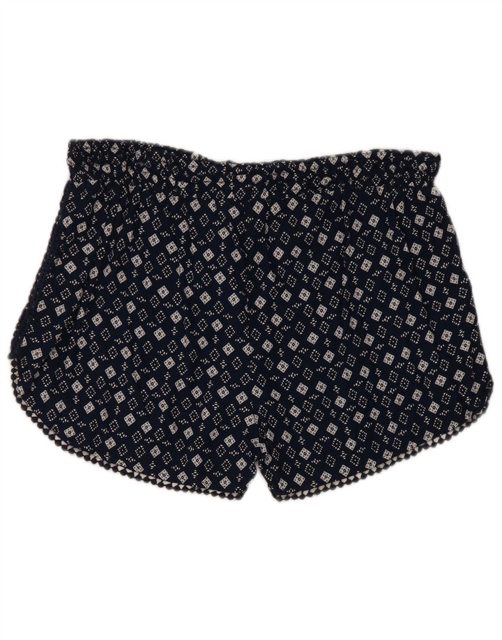 Superdry Femme Hot Pants Large W32 Bleu Marine Géométrique Viscose