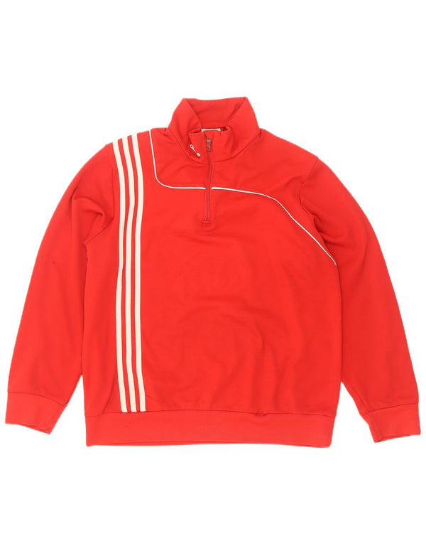 Adidas Sweat-shirt à col zippé pour homme UK 40/42 Rouge moyen Polyester