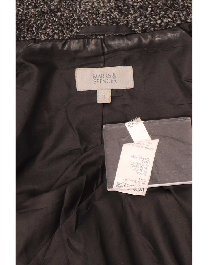 Marks & Spencer Veste blazer à 2 boutons pour femme UK 14 Grande laine mouchetée grise