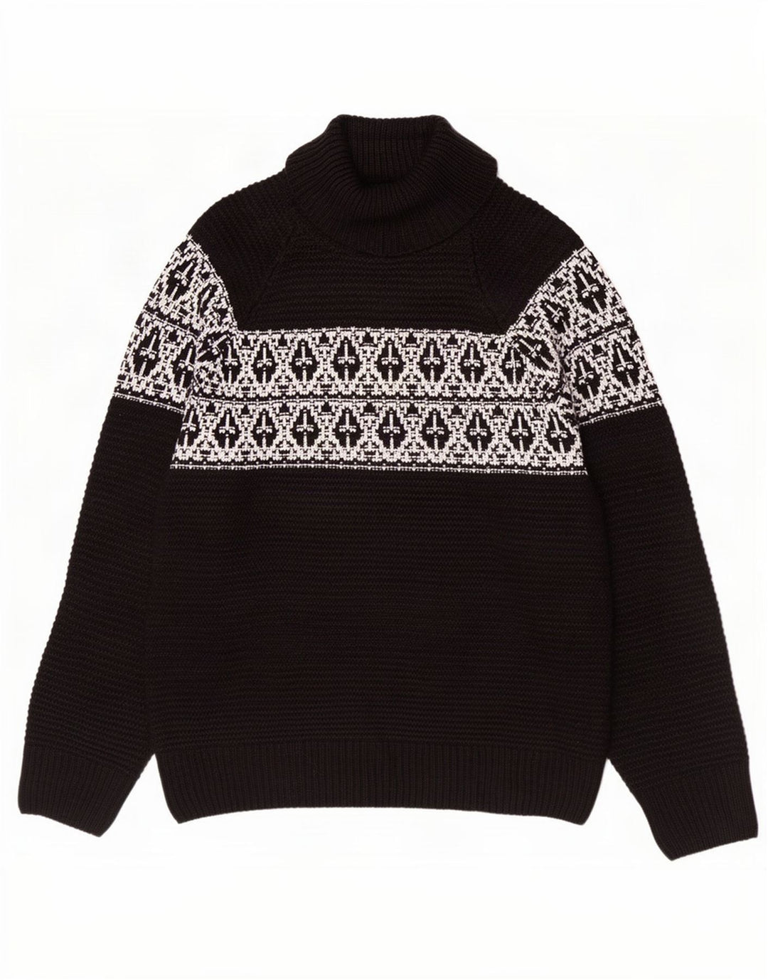 Marks & Spencer Pull col roulé pour homme en acrylique Fair Isle Noir Taille L