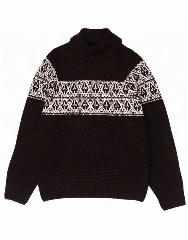 Marks & Spencer Pull col roulé pour homme en acrylique Fair Isle Noir Taille L