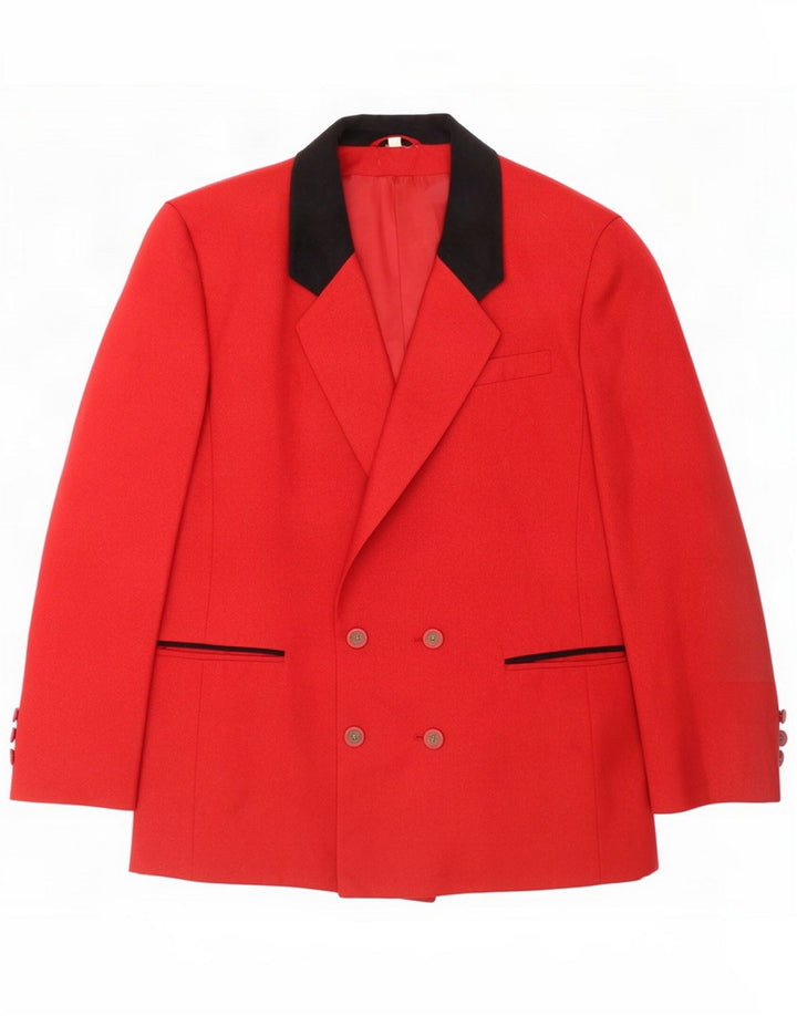 Vintage Veste blazer surdimensionnée à double boutonnage pour femme UK 18 XL Laine rouge