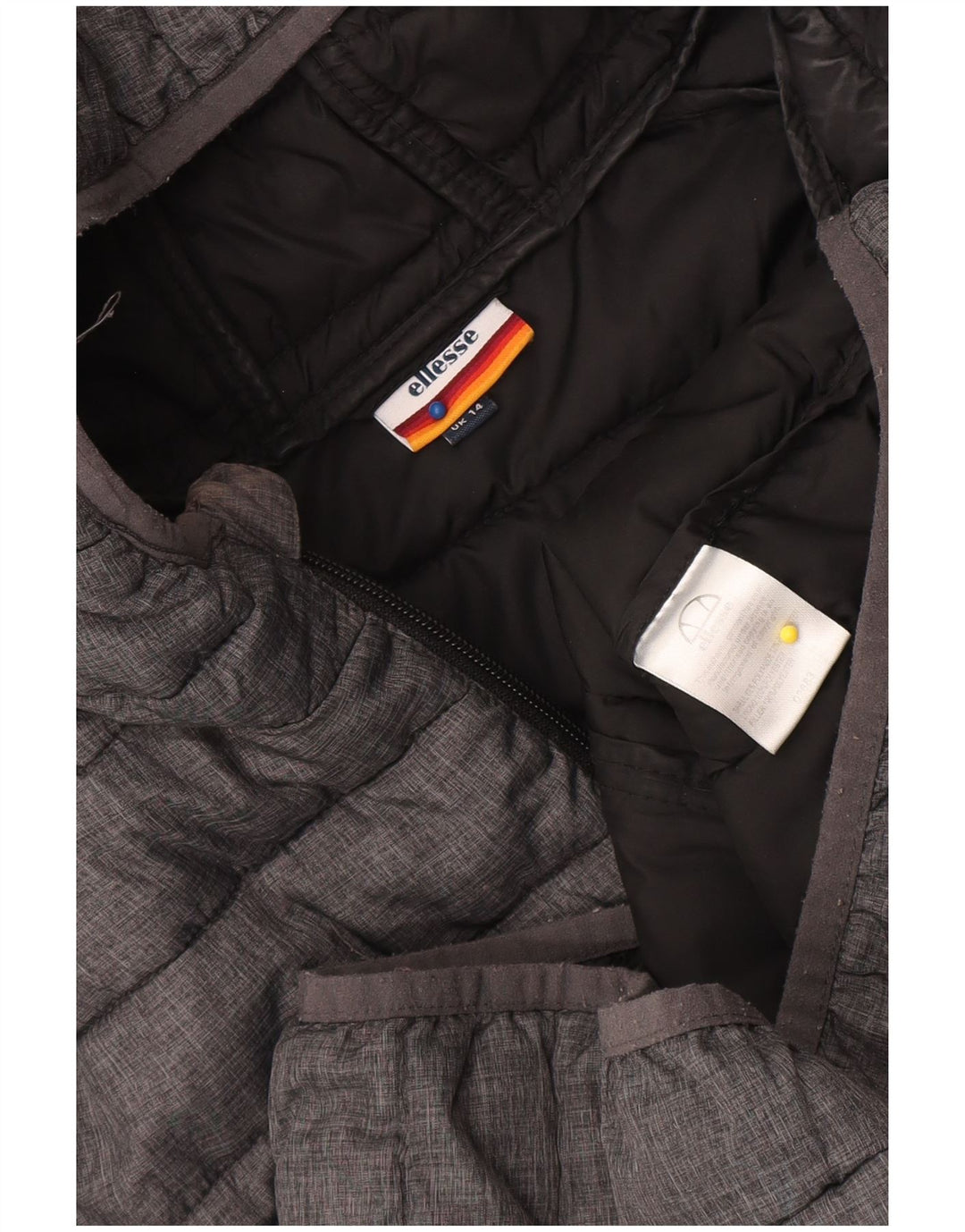 Ellesse Veste rembourrée à capuche pour femme UK 44 Gris moyen Polyamide Sports