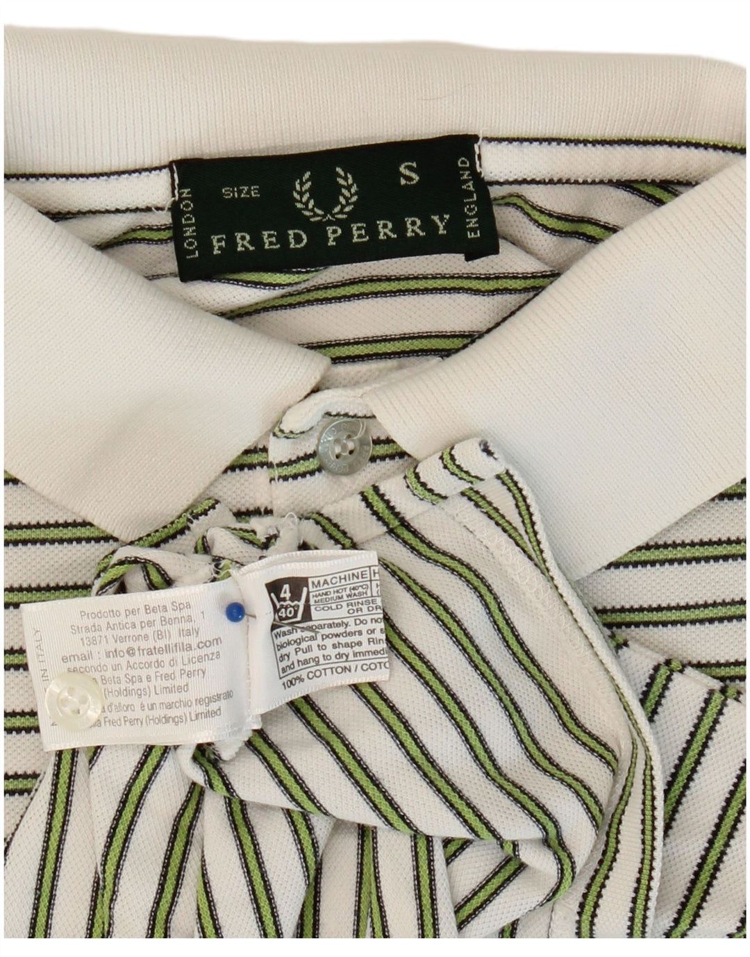 FRED PERRY Polo Homme Petit Blanc Rayé Coton