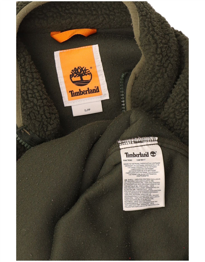 Timberland Pull polaire à col zippé pour homme, petit, vert, polyester